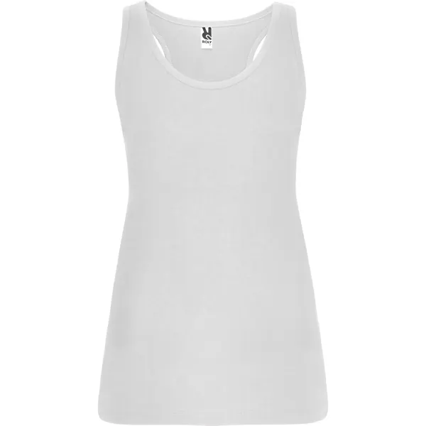 Camiseta tirantes espalda nadadora algodón Brenda 165 g en blanco de 100% algodón, punto liso, 165 g/m², vista frontal