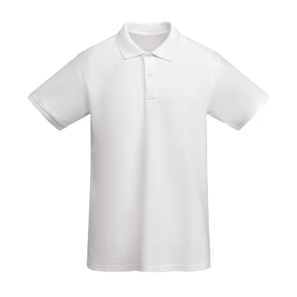 Polo de algodón orgánico Prince 210 g OCS en blanco de 100% algodón orgánico, punto piqué 210 g/m², vista frontal
