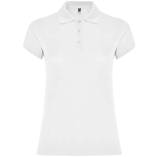 Polo de algodón piqué Star 200 g entallado mujer en blanco de 100% algodón, punto piqué, 200 g/m², vista frontal