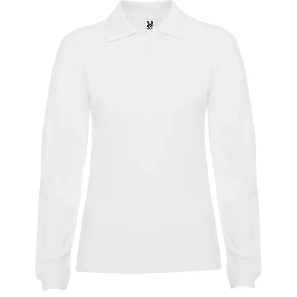 Polo manga larga de algodón Estrella 220 g mujer en blanco de 100% algodón, punto piqué, 220 g/m², vista frontal