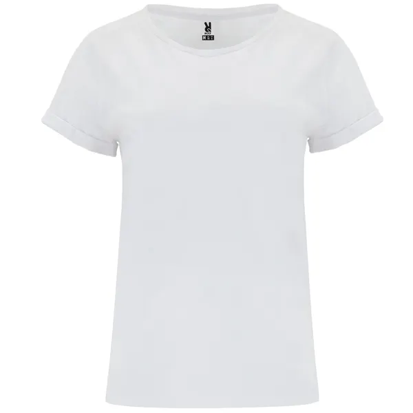 Camiseta de algodón Cies 165 g entallada mujer en blanco de 100% algodón, punto liso, 165 g/m², vista frontal