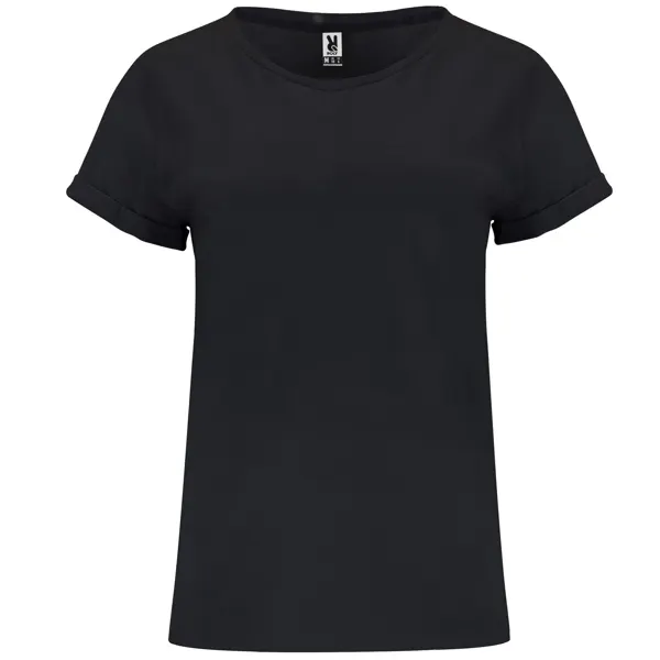Camiseta de algodón Cies 165 g entallada mujer en negro de 100% algodón, punto liso, 165 g/m², vista frontal