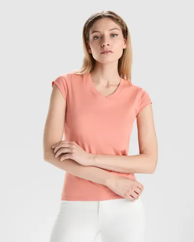 Camiseta cuello pico de algodón Victoria 155 g mujer personalizable