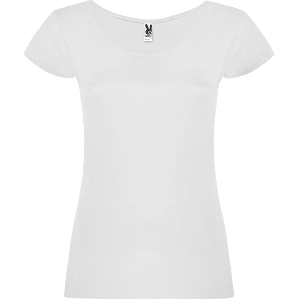 Camiseta escote amplio de algodón Guadalupe 155 g mujer en blanco de 100% algodón, punto liso, 155 g/m², vista frontal