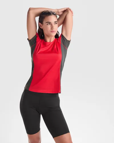 Camiseta técnica bicolor Shanghai 140 g con paneles mesh mujer personalizable