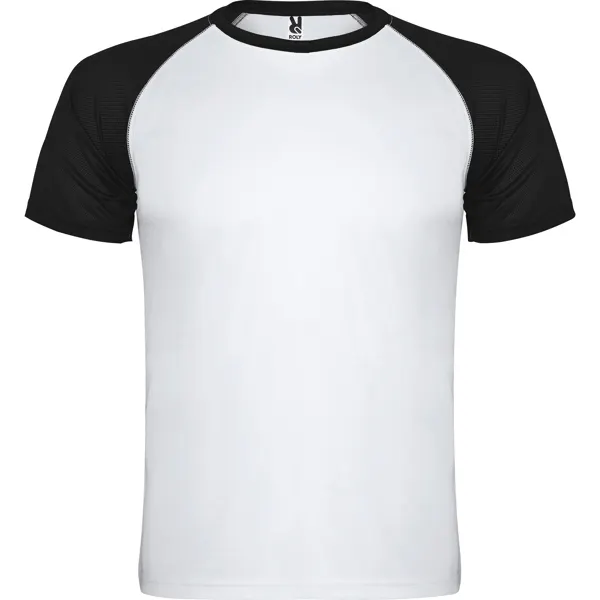 Camiseta técnica ranglán bicolor bird's eye Indianapolis 140 g en blanco/negro de 100% poliéster, bird´s eye, 140 g/m², vista frontal