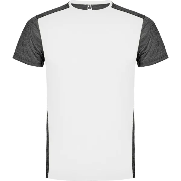 Camiseta técnica antirroce combinada Zolder 135 g en blanco/negro vigore de tejido delantero: 100% poliéster bird´s eye, vista frontal