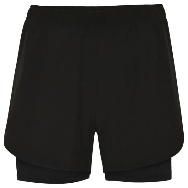 Pantalón corto running Lanus con malla interior 130 g en negro/negro de tejido: 90% poliéster / 10% elastano, 130, vista frontal