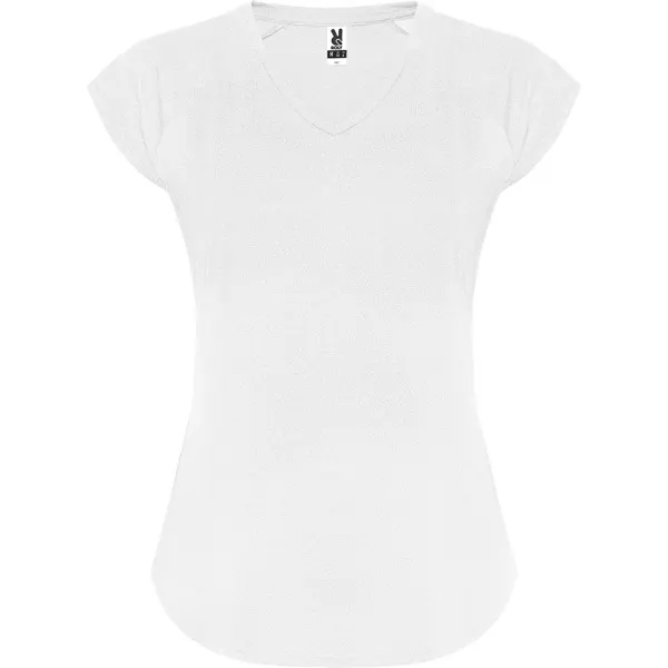 Camiseta técnica elástica cuello pico Avus 160 g en blanco de 92% poliéster / 8% elastano, 160 g/m², vista frontal