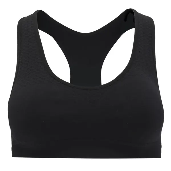 Top deportivo Sakhir 240 g sin costuras jacquard en negro de 60% poliamida / 30% poliéster / 10% elastano, vista frontal