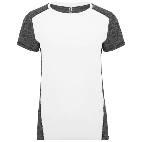 Camiseta técnica antirroce combinada Zolder 135 g mujer en blanco/negro vigore de tejido delantero: 100% poliéster bird´s eye, vista frontal