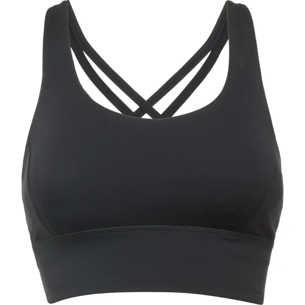 Top deportivo elástico tirantes cruzados Sebring 255 g en negro de 75% poliéster reciclado, 25% elastano, 255, vista frontal