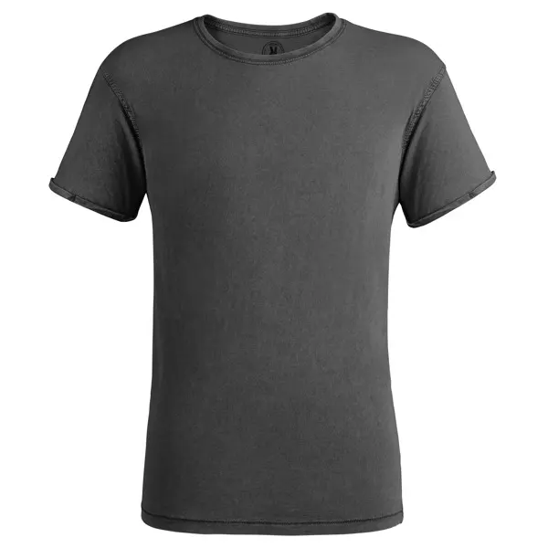 Camiseta de algodón peinado Husky 160 g efecto lavado en negro de 100% algodón peinado, punto liso, 160 g/m², vista frontal