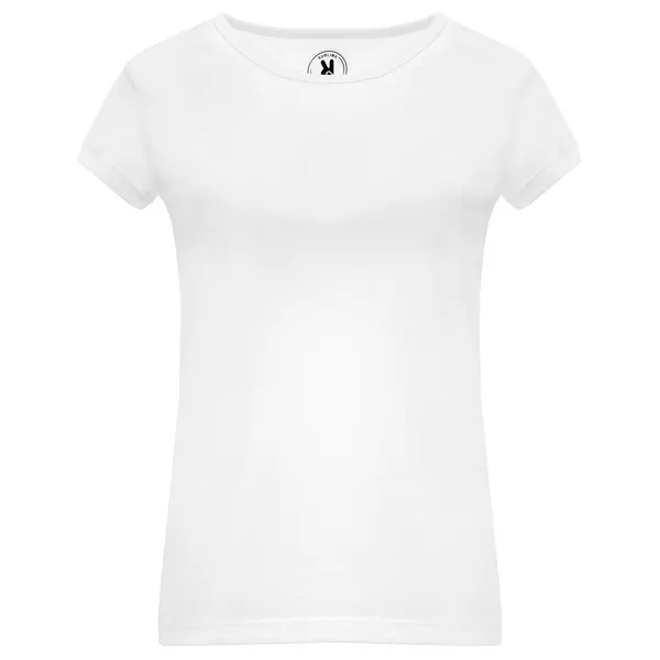 Camiseta de poliéster Hawaii 150 g tacto algodón mujer en blanco de 100% poliéster, tacto algodón, 150 g/m², vista frontal