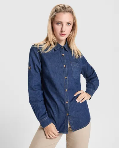 Camisa vaquera mujer manga larga stretch 210 g personalizable