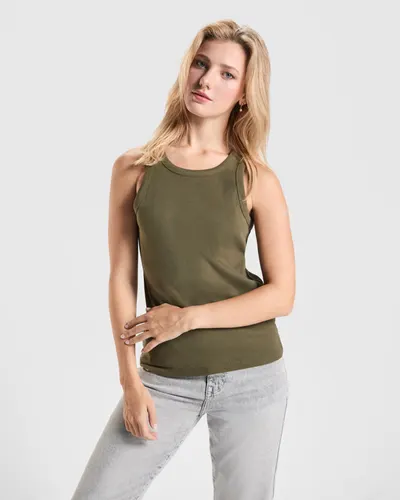 Camiseta Dribe sin mangas canalé algodón 220 g mujer personalizable