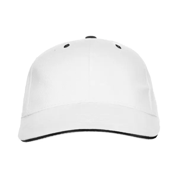 Gorra 6 paneles algodón 260 g bicolor en blanco de 100% algodón, 260 g/m², vista frontal