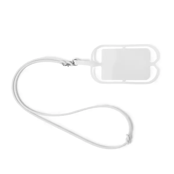 Lanyard de silicona Dalvik con soporte móvil y tarjetas en blanco, vista frontal