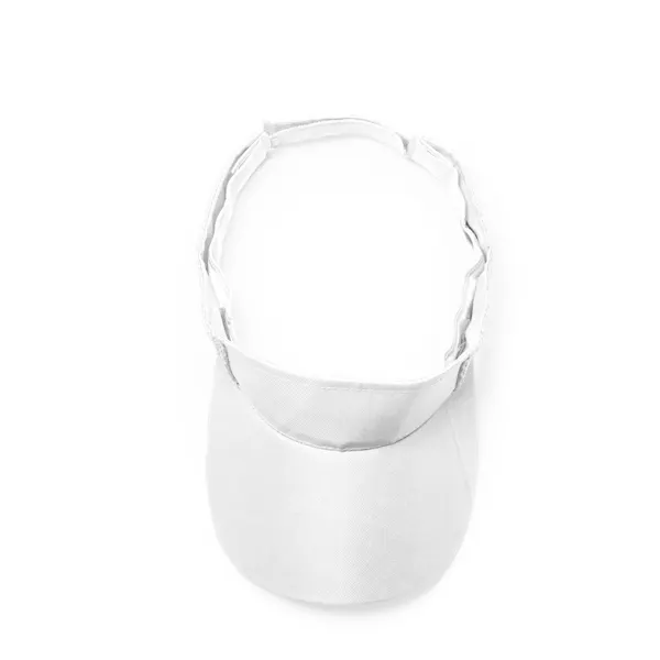 Visera deportiva de microfibra Wizer con velcro en blanco de poliéster, vista frontal