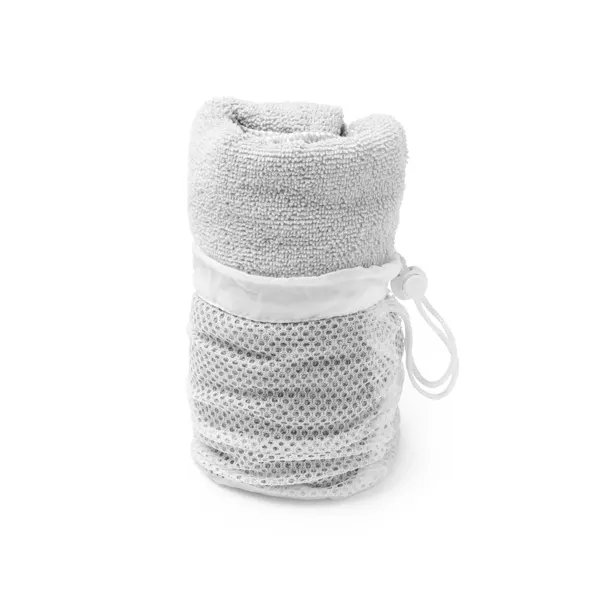 Toalla absorbente de microfibra Kelsey 185 g con funda en blanco de microfibra 185 g/m², vista frontal