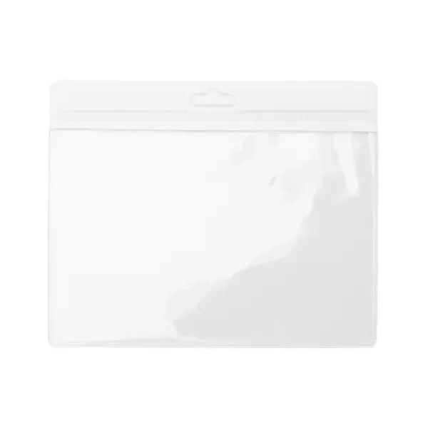 Identificador transparente horizontal de PVC Bash en transparente de PVC, vista frontal