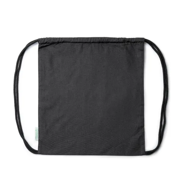Mochila de cuerdas algodón orgánico Brest 140 g en negro de 100% de algodón orgánico de 140 g/m², vista frontal