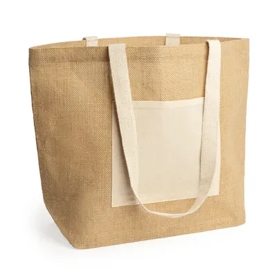 Bolsa de yute Gavia laminado con bolsillo frontal personalizable