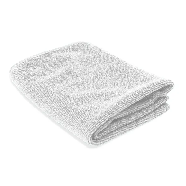 Toalla de mano de microfibra Bay 345 g con funda en blanco de microfibra de 345 g/m², vista frontal