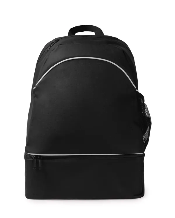 Mochila deportiva Grajo 420 g 35 l con zapatillero extraíble en negro de 100% poliester, 900D, 420 g/m², vista frontal