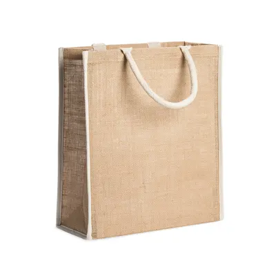 Bolsa de yute Koper laminado con asas de algodón personalizable