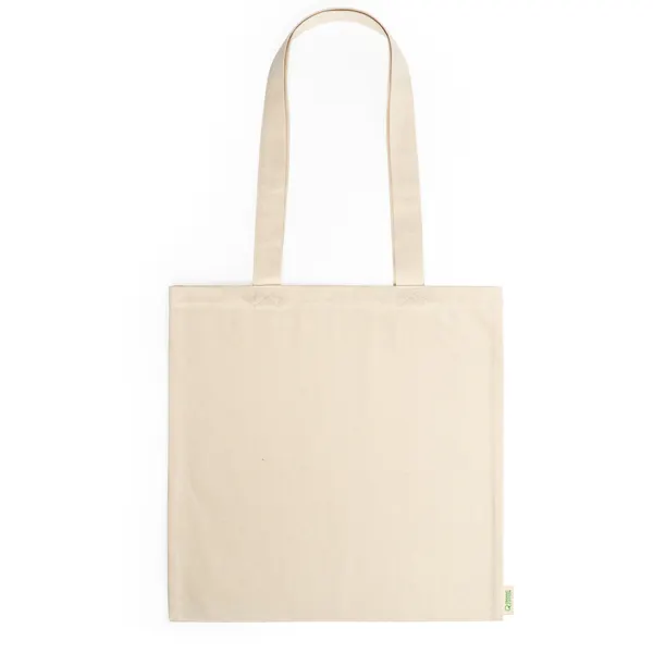 Bolsa de algodón orgánico Greta 300 g asas largas en crudo de 100% algodón orgánico, vista frontal