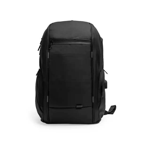 Mochila portátil Duke 17 pulgadas nylon salida USB en negro de nylon, vista frontal
