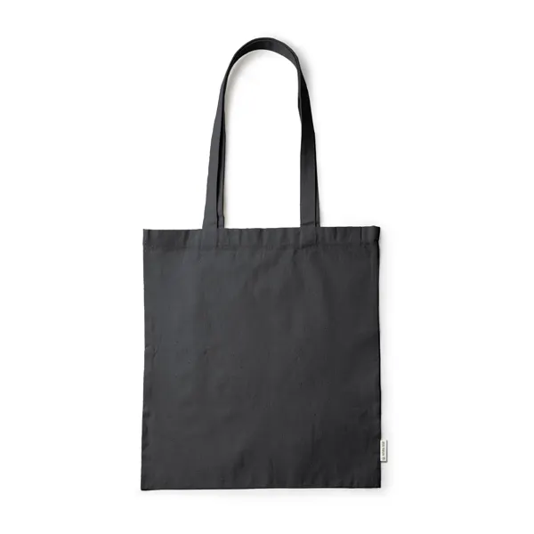 Bolsa de cáñamo Serpa 200 g con asas largas en negro de tela de cáñamo200 g/m², vista frontal