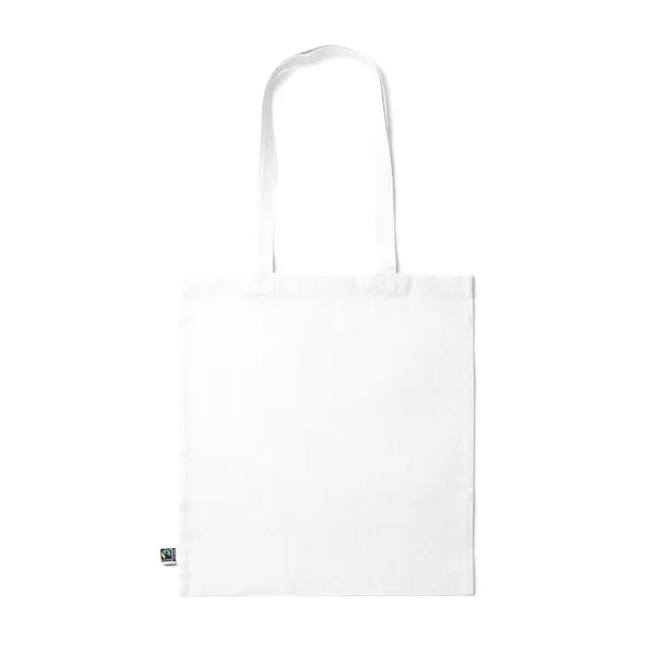 Bolsa de algodón Kimex Fairtrade 180 g a color en blanco de algodón fairtrade, vista frontal