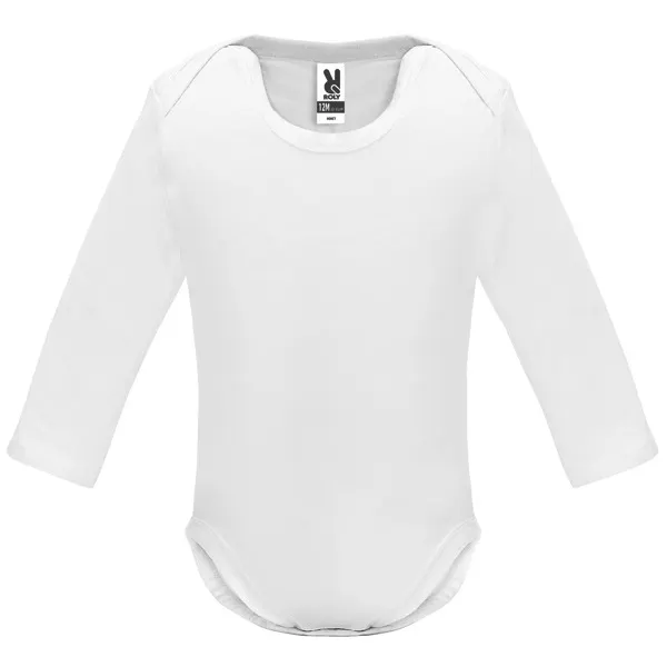 Body bebé de algodón Honey 175 g manga larga en blanco de 96% algodón peinado / 4% elastano, punto, vista frontal