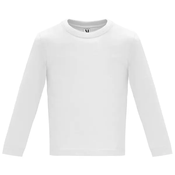 Camiseta bebé de algodón peinado 160 g manga larga en blanco de 100% algodón peinado, punto liso, 160 g/m², vista frontal