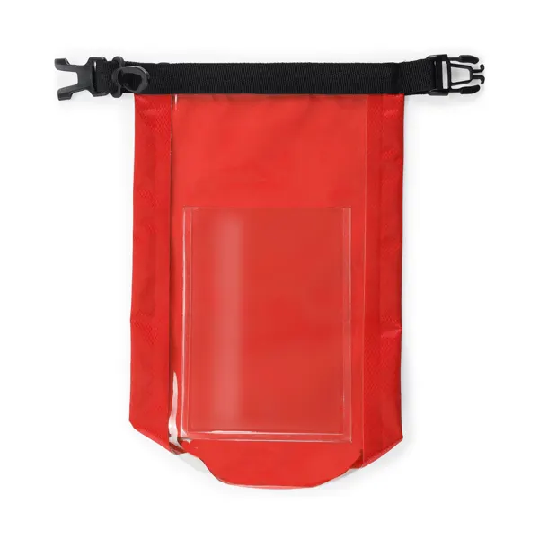 Bolsa estanca Aleta 3 l con ventana para móvil en rojo de resistente ripstop, vista frontal