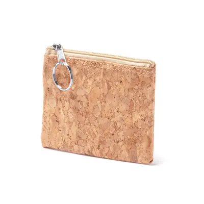 Monedero de corcho natural con cremallera personalizable
