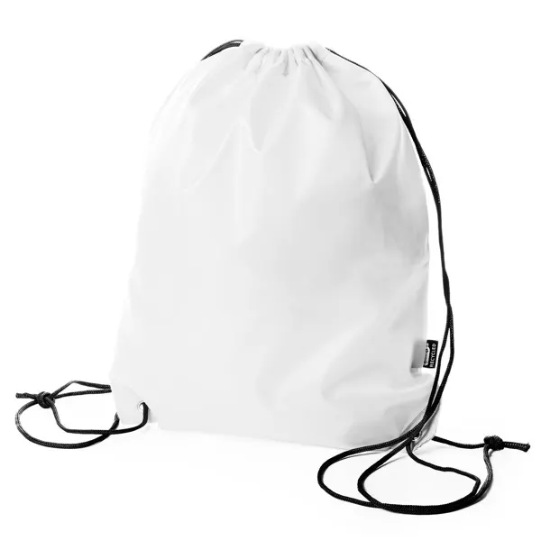 Mochila de cuerdas RPET Larus 70 g esquinas reforzadas en blanco de poliéster RPET, vista frontal