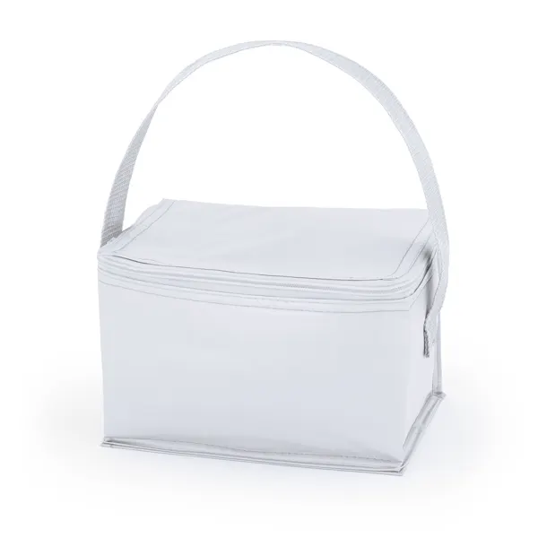 Nevera de PVC Tibu para 6 latas con cremallera en blanco de interior: aluminio isotérmicoExterior: pvc, vista frontal
