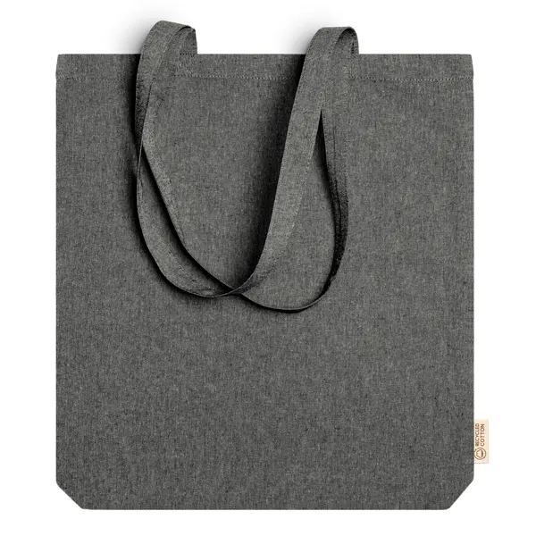 Bolsa de algodón reciclado Lumia 140 g asas largas en negro de algodón reciclado, vista frontal