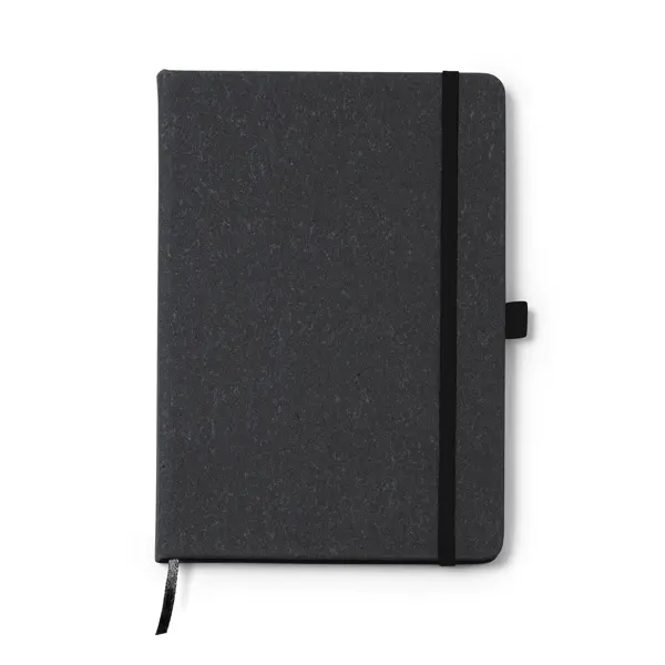 Libreta A5 de piel reciclada Korum 100 hojas en negro de piel reciclada, vista frontal
