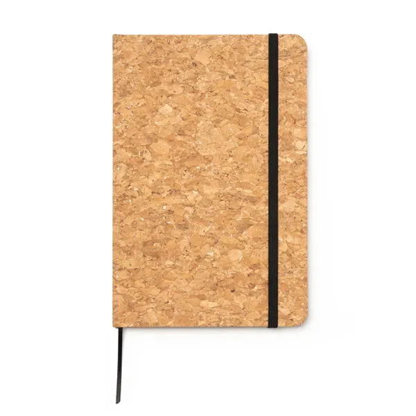 Libreta A5 tapa rígida de corcho Andros en crudo de corcho natural, vista frontal