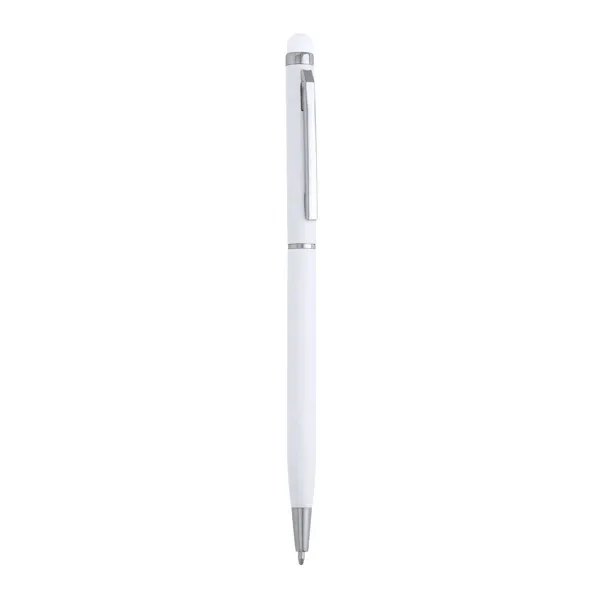 Bolígrafo giratorio de aluminio Baume táctil a juego en blanco de aluminio, vista frontal