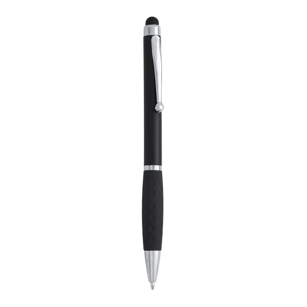 Bolígrafo giratorio de ABS Semenic metalizado táctil en negro de ABS, vista frontal