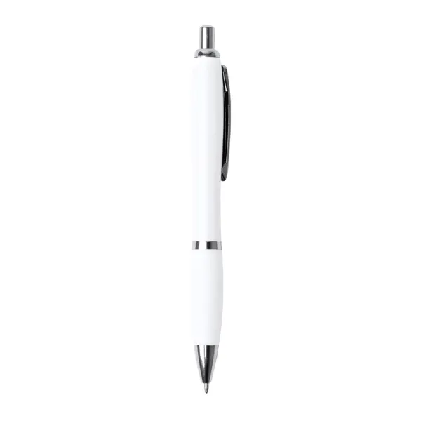 Bolígrafo de ABS Merlin pulsador agarre suave en blanco de ABS, vista frontal