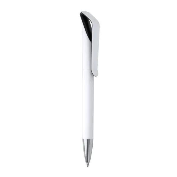 Bolígrafo giratorio de ABS Irati brillo bicolor en negro/blanco de ABS, vista frontal