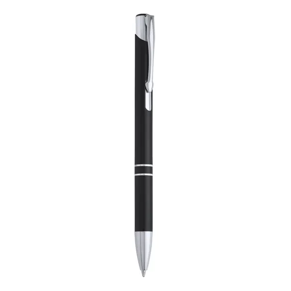 Bolígrafo de aluminio Ardenes pulsador cromado jumbo en negro de cuerpo de aluminio, vista frontal