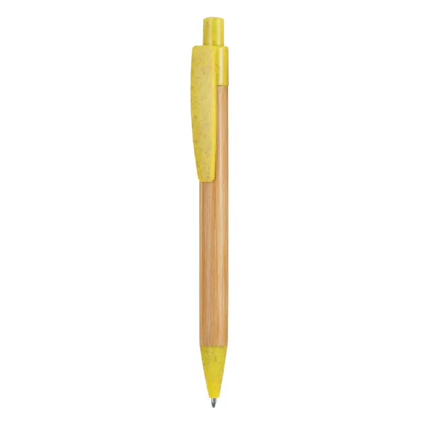 Bolígrafo de bambú Stoa accesorios fibra de trigo en amarillo/crudo de cuerpo de bambúAccesorios en fibra de, vista frontal