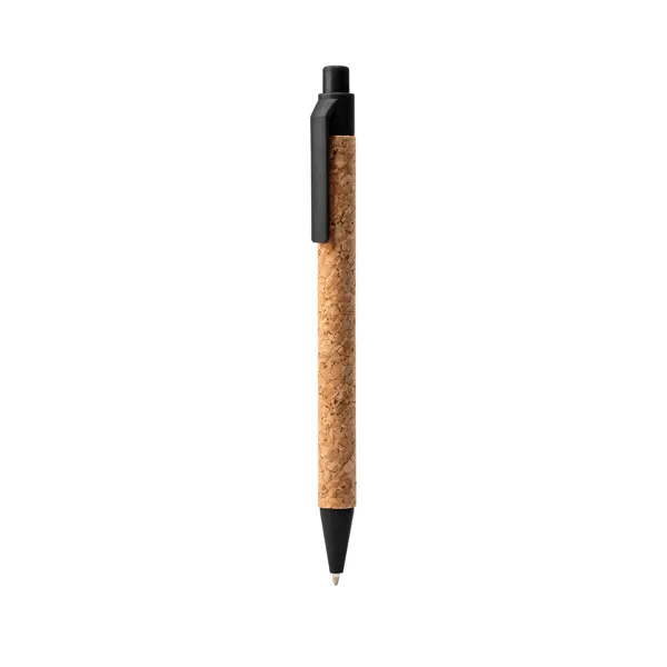 Bolígrafo de corcho Comper y fibra de trigo en negro de corcho y fibra de trigo, vista frontal